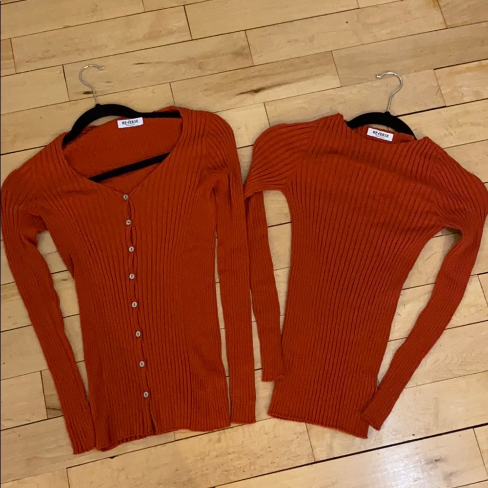Reverse Top Cardigan Set Sz S